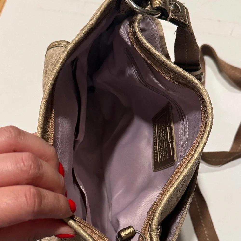 Coach Beige Crossbody Bag with Gold Accents